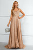 Load image into Gallery viewer, Khaki Spaghetti Straps Long Prom Dress With Slit