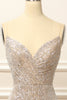 Load image into Gallery viewer, Silver Sequins Long Prom Dress with Slit