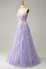 Load image into Gallery viewer, A-Line Spaghetti Straps Long Purple Prom Dress with Appliques