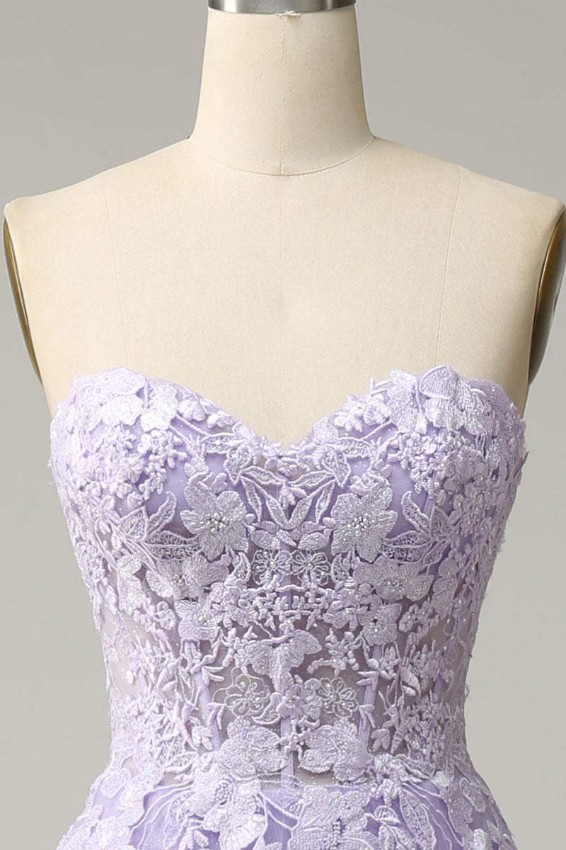 Load image into Gallery viewer, A-Line Spaghetti Straps Long Purple Prom Dress with Appliques