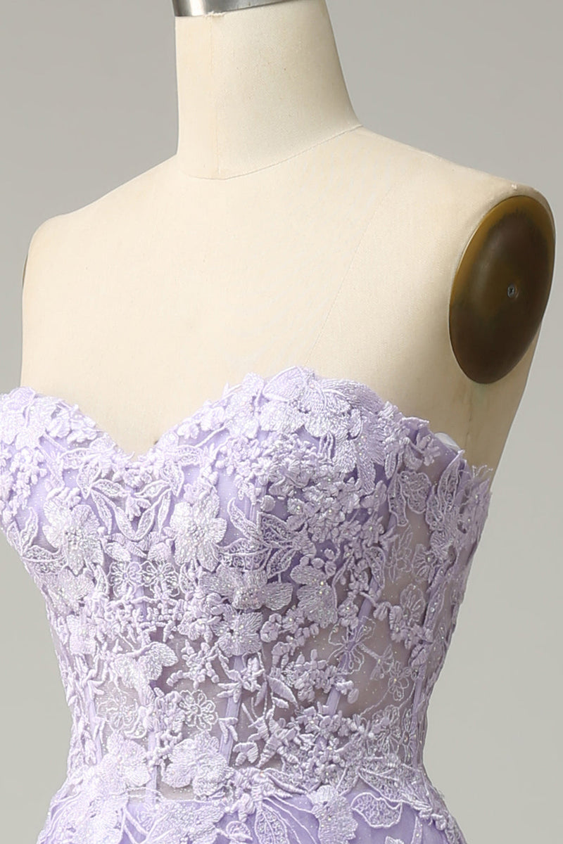 Load image into Gallery viewer, A-Line Spaghetti Straps Long Purple Prom Dress with Appliques