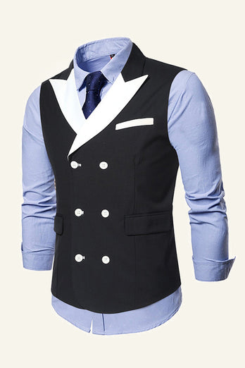 Grey Peak Lapel Double Breasted Men's Suit Vest