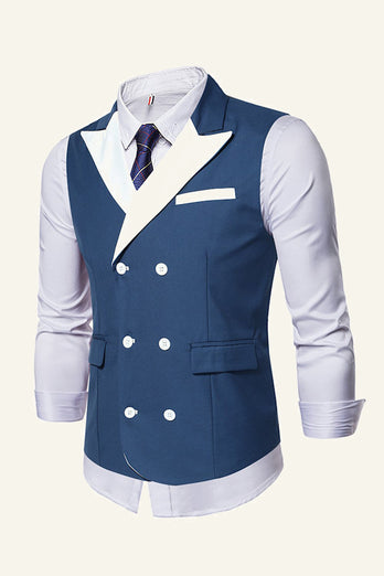 Grey Peak Lapel Double Breasted Men's Suit Vest