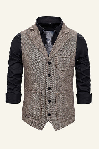 Peak Lapel Single Breasted Men's Suit Vest