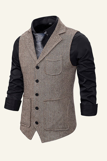 Peak Lapel Single Breasted Men's Suit Vest