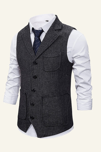 Peak Lapel Single Breasted Men's Suit Vest