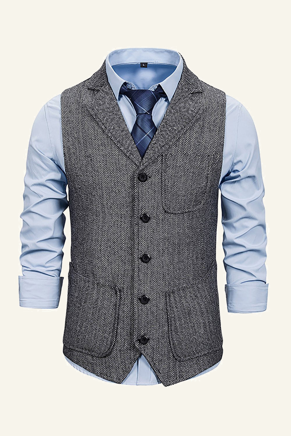 Peak Lapel Single Breasted Men's Suit Vest