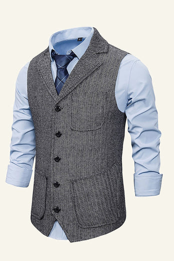 Peak Lapel Single Breasted Men's Suit Vest