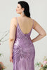 Load image into Gallery viewer, Sheath Spaghetti Straps Light Purple Sequins Plus Size Prom Dress