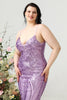 Load image into Gallery viewer, Sheath Spaghetti Straps Light Purple Sequins Plus Size Prom Dress