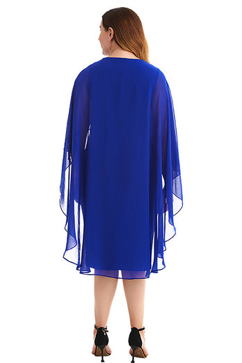 Plus Size Royal Blue Mother Of The Bride Dress With Cape