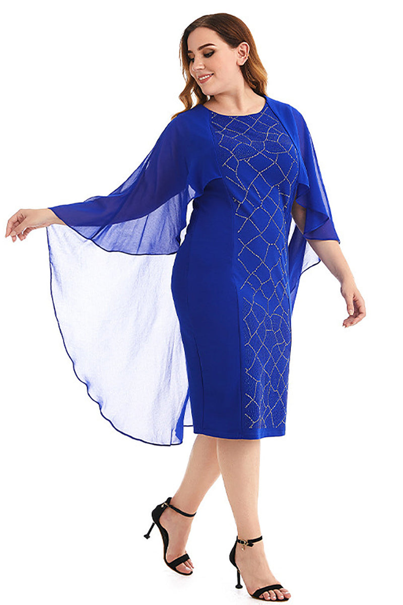 Load image into Gallery viewer, Plus Size Royal Blue Mother Of The Bride Dress With Cape