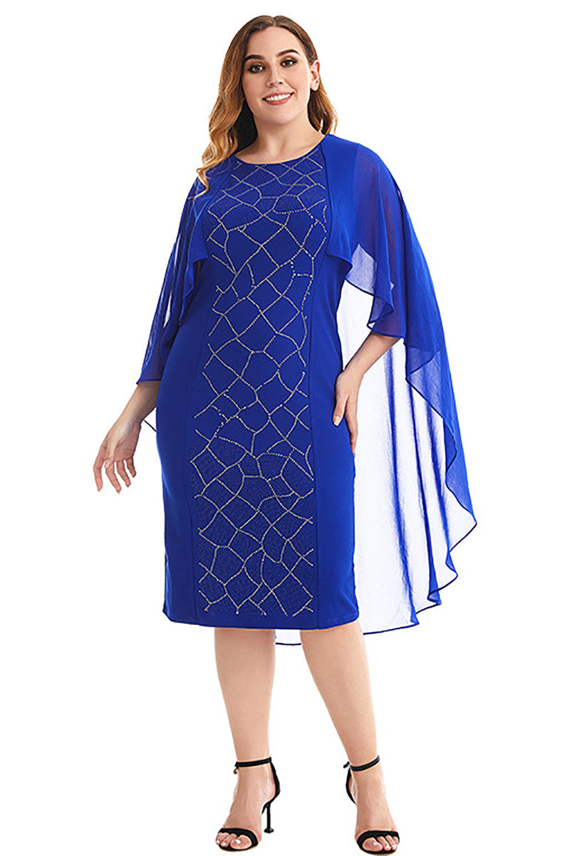 Load image into Gallery viewer, Plus Size Royal Blue Mother Of The Bride Dress With Cape