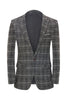 Load image into Gallery viewer, Men&#39;s Grey Plaid 3-Piece Notched Lapel Wedding Suits