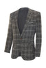 Load image into Gallery viewer, Men&#39;s Grey Plaid 3-Piece Notched Lapel Wedding Suits