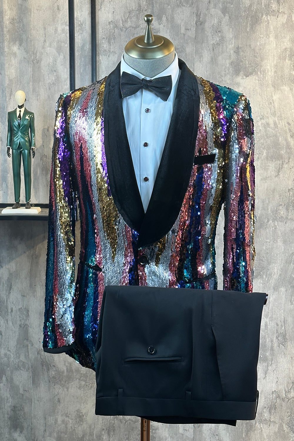 Sparkly Colorful Sequins 2 Piece Men Prom Suits