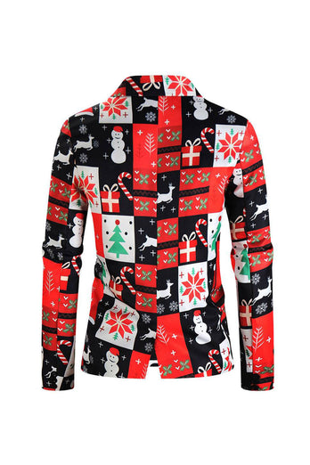 Red Christmas Tree Printed 3 Piece Men's Suits