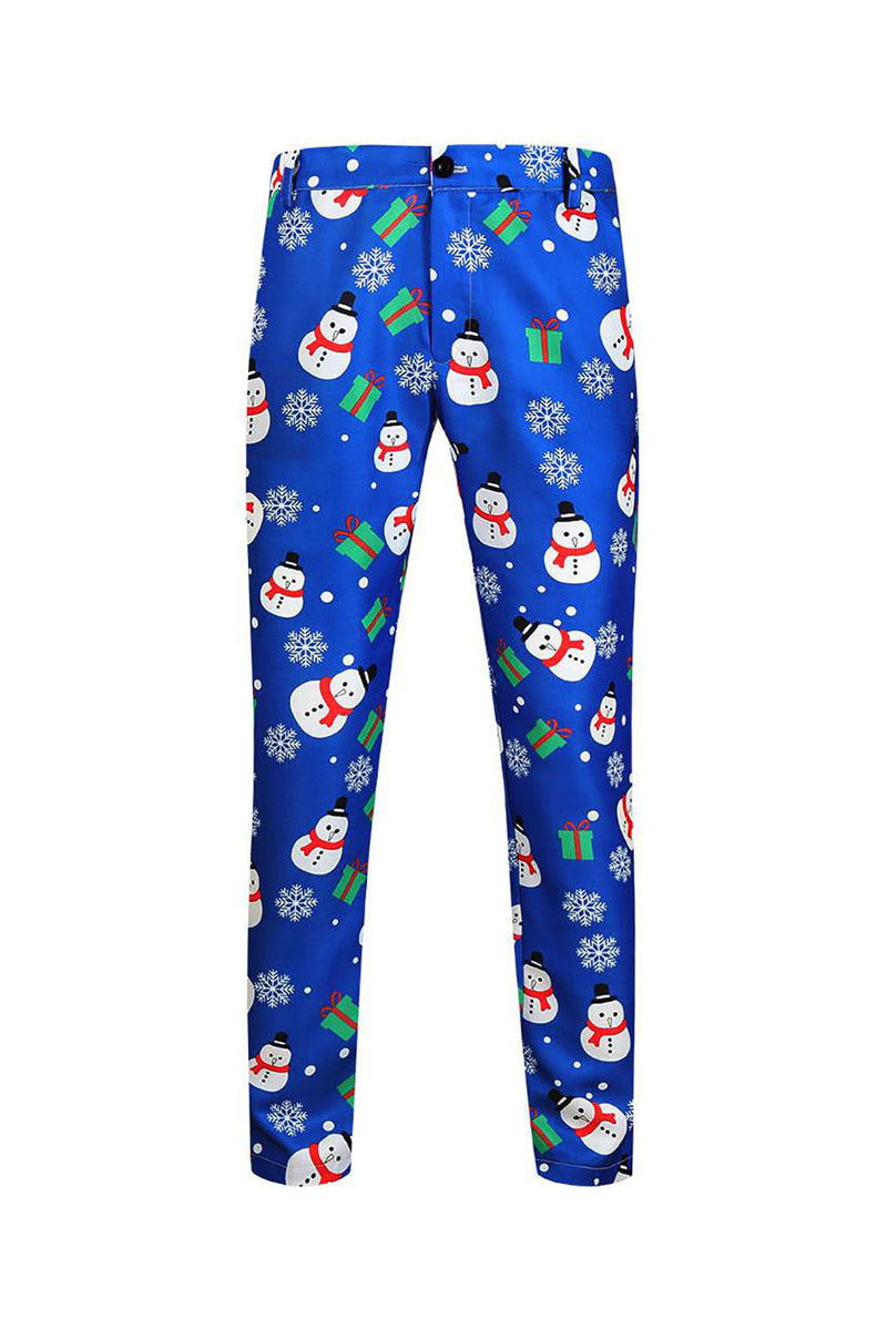 Load image into Gallery viewer, Blue Snowman Printed 3 Piece Men&#39;s Christmas Suits