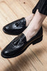 Load image into Gallery viewer, Black Slip-On Fringe Men&#39;s Shoes