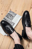 Load image into Gallery viewer, Black Slip-On Fringe Men&#39;s Shoes