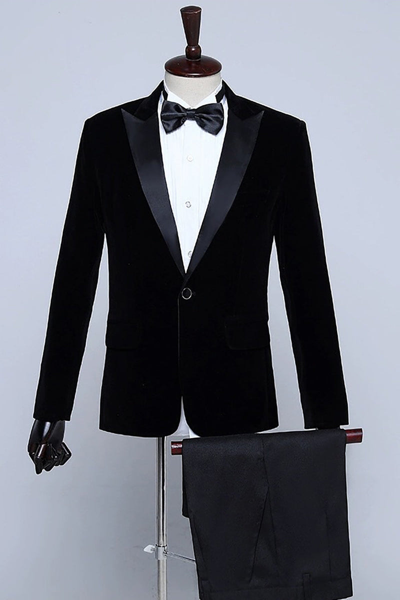 Load image into Gallery viewer, Black Two-Pieces Velvet Men&#39;s Tuxedo for Party