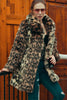 Load image into Gallery viewer, Brown Leopard Lapel Neck Midi Faux Fur Shearling Coat