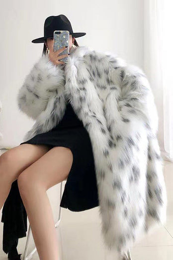 White Oversized Long Faux Fur Shearling Coat