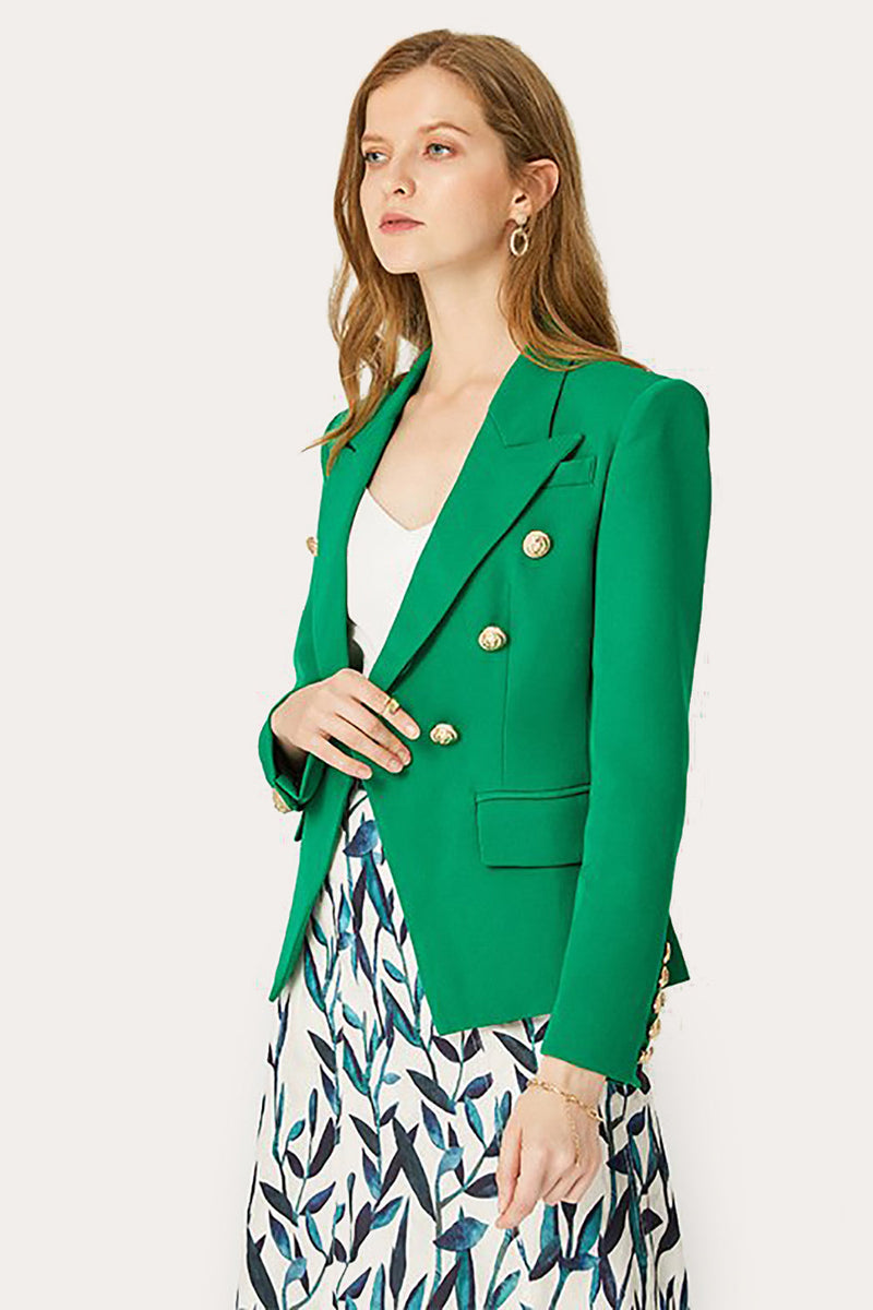 Load image into Gallery viewer, Green Double Breasted Peak Lapel Women Prom Blazer