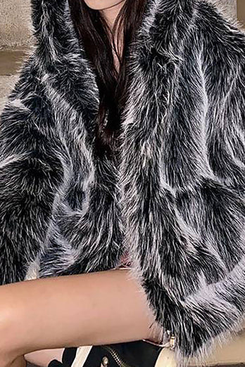 Black Hooded Festival Faux Fur Shearling Coat