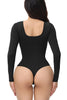 Load image into Gallery viewer, Black Long Sleeves Scoop Neck Tummy Control Shapewear