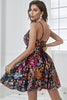 Load image into Gallery viewer, A Line Spaghetti Straps Black Sparkly Short Prom Dress