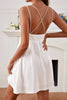 Load image into Gallery viewer, White A-Line Spaghetti Straps Graduation Dress