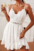 Load image into Gallery viewer, White A-Line Spaghetti Straps Graduation Dress