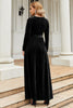 Load image into Gallery viewer, A Line Jewel Neck Black Velvet Holiday Party Dress