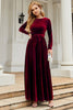 Load image into Gallery viewer, A Line Jewel Neck Black Velvet Holiday Party Dress