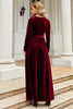 Load image into Gallery viewer, A Line Jewel Neck Black Velvet Holiday Party Dress