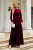 Load image into Gallery viewer, A Line Jewel Neck Black Velvet Holiday Party Dress