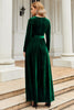 Load image into Gallery viewer, A Line Jewel Neck Black Velvet Holiday Party Dress