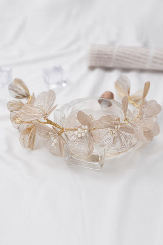 Champagne Pearl Flowers Headband