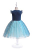 Load image into Gallery viewer, Blue Tulle Glitter Girl&#39;s Party Dress with Bow