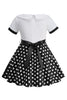 Load image into Gallery viewer, Bateau Neck Polka Dots White Vintage Girl Dresses