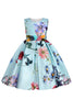 Load image into Gallery viewer, A Line Jewel Neck Light Blue Printed Girl Dress