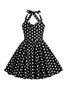 Load image into Gallery viewer, Halter Red Vintage Polka Dot 50&#39;s Girls Dress with Bow