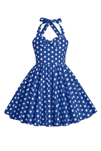 Halter Red Vintage Polka Dot 50's Girls Dress with Bow