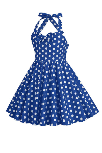 Halter Red Vintage Polka Dot 50's Girls Dress with Bow