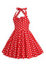 Load image into Gallery viewer, Halter Red Vintage Polka Dot 50&#39;s Girls Dress with Bow