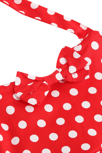 Halter Red Vintage Polka Dot 50's Girls Dress with Bow