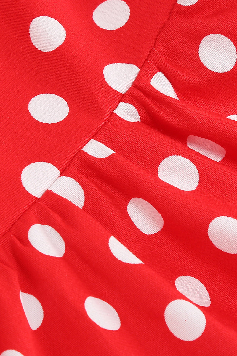 Load image into Gallery viewer, Halter Red Vintage Polka Dot 50&#39;s Girls Dress with Bow