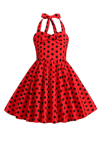 Halter Polka Dot Red Vintage Girls Dress