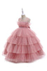 Load image into Gallery viewer, Pink Tulle A Line Flower Girl Dress with Bow